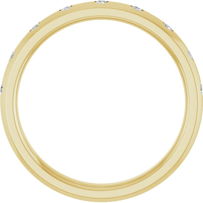 Round diamond anniversary band, 1.5 mm stone design, product rendering