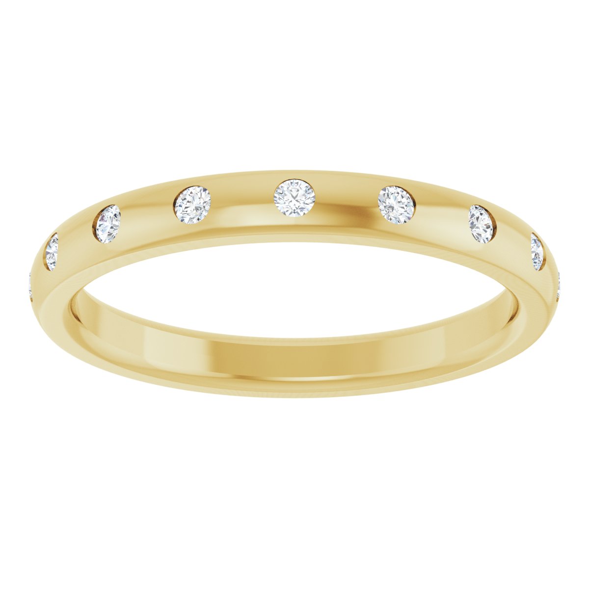 Round diamond anniversary band, 1.5 mm stone design, product rendering
