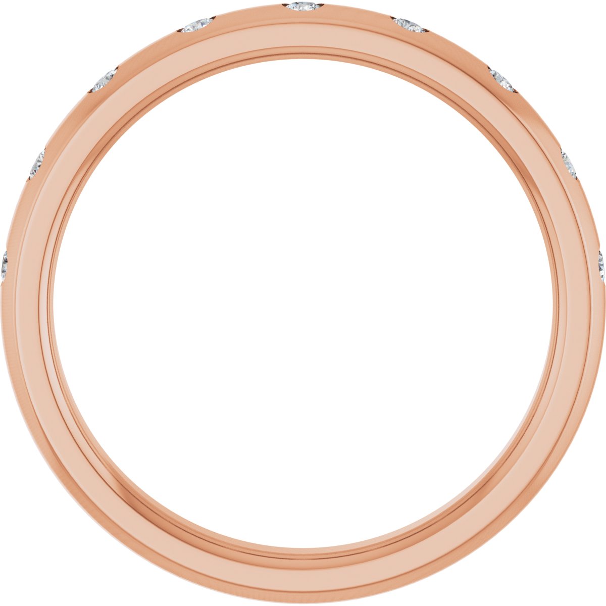 Round diamond anniversary band, 1.5 mm stone design, product rendering