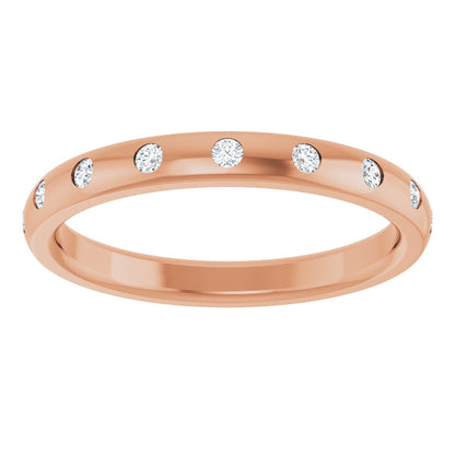 Round diamond anniversary band, 1.5 mm stone design, product rendering