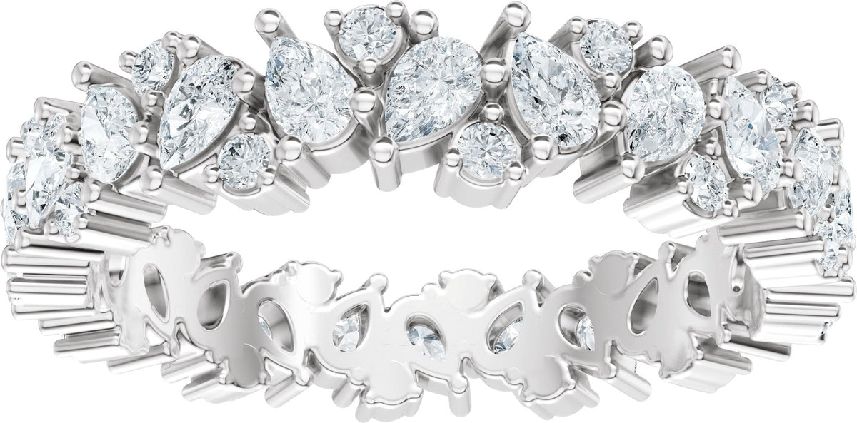 Pear diamond eternity band, 2.9 X 1.9 mm stone design, product rendering