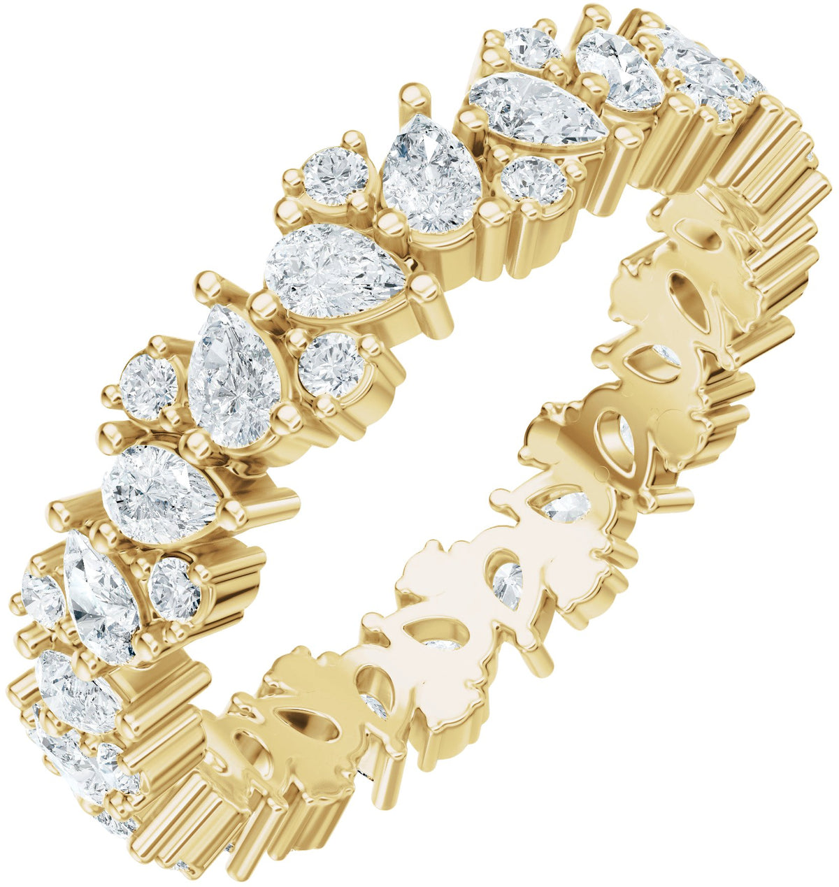 Pear diamond eternity band, 2.9 X 1.9 mm stone design, product rendering