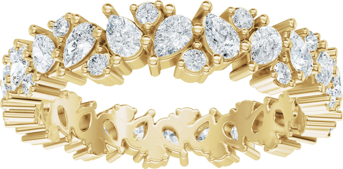Pear diamond eternity band, 2.9 X 1.9 mm stone design, product rendering