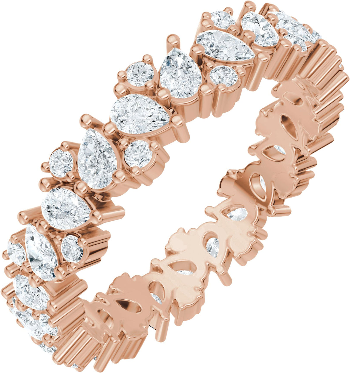 Pear diamond eternity band, 2.9 X 1.9 mm stone design, product rendering