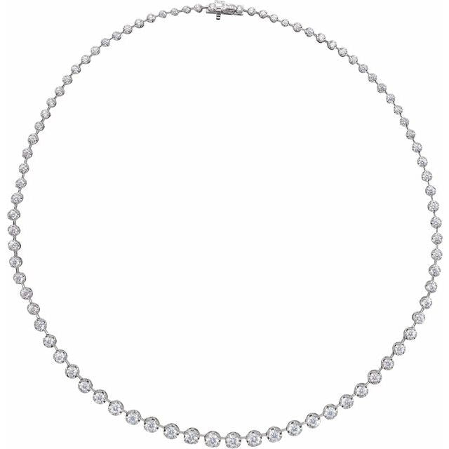 Graduated 6.75 ctw lab-grown diamond tennis necklace in 14K white gold