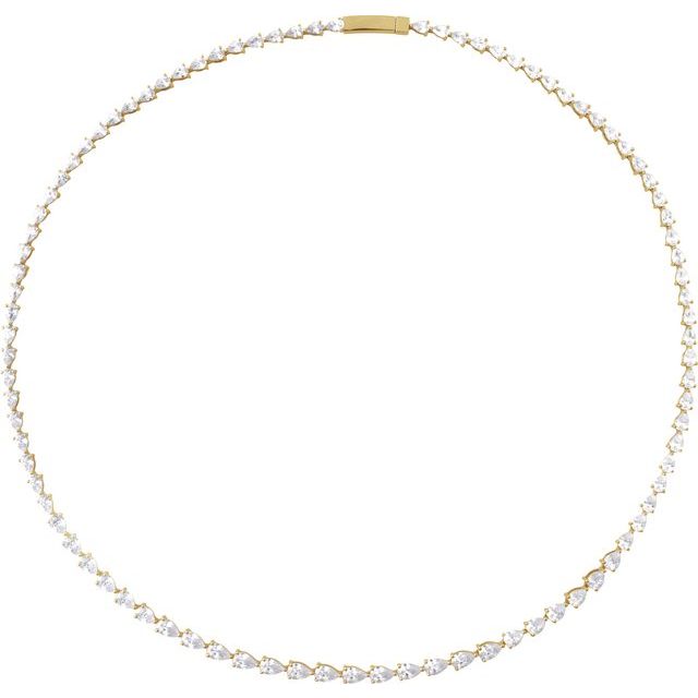 14K yellow gold pear-shaped lab-grown diamond tennis necklace, 10 ctw