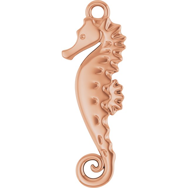 14K rose gold seahorse dangle charm