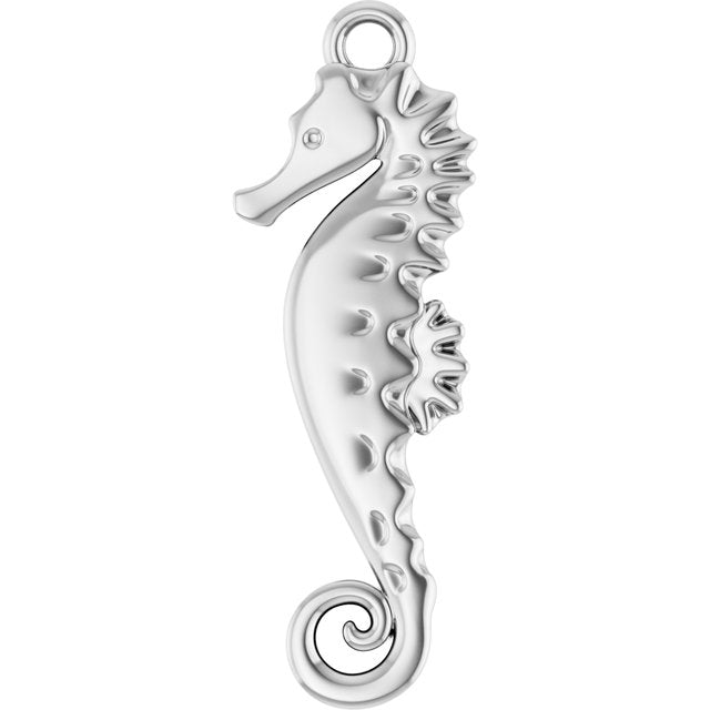14K white gold seahorse dangle charm