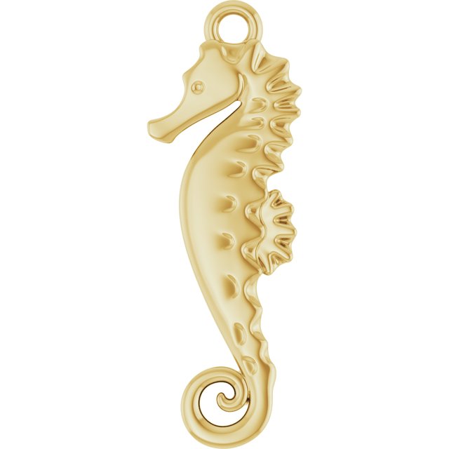14K yellow gold seahorse dangle charm