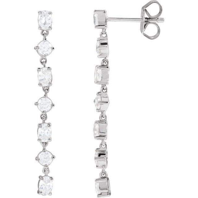 14K White Gold Lab-Grown Diamond Seven-Stone Dangle Earrings