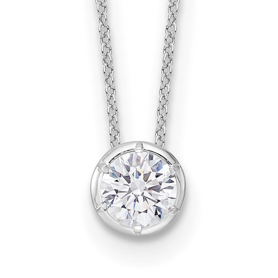 14K white gold 1-carat lab-grown diamond solitaire slide necklace