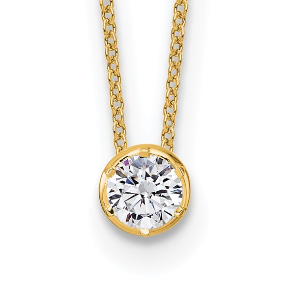 14K yellow gold 1/2-carat lab-grown diamond solitaire slide necklace