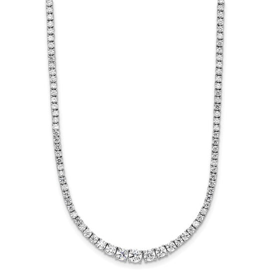 Detail of 14K white gold lab-grown diamond tennis bolo necklace