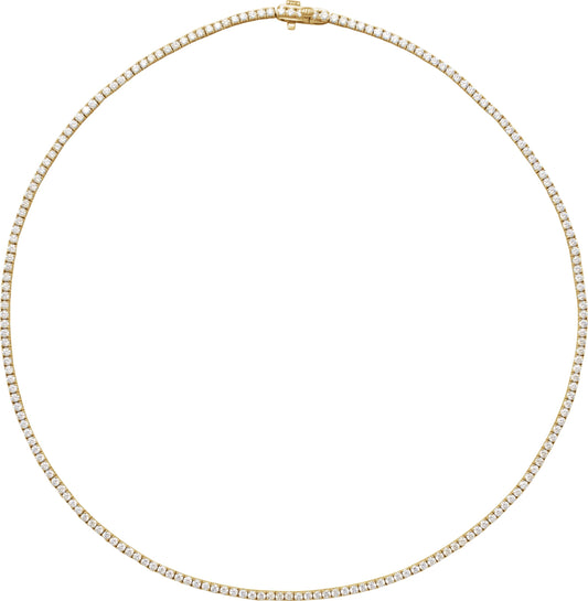 Yellow gold tone diamond tennis necklace, supplier product image