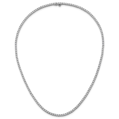 Grande round lab-grown diamond tennis necklace in white gold