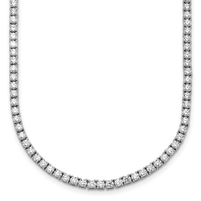 White gold Grande round lab-grown diamond tennis necklace, close-up