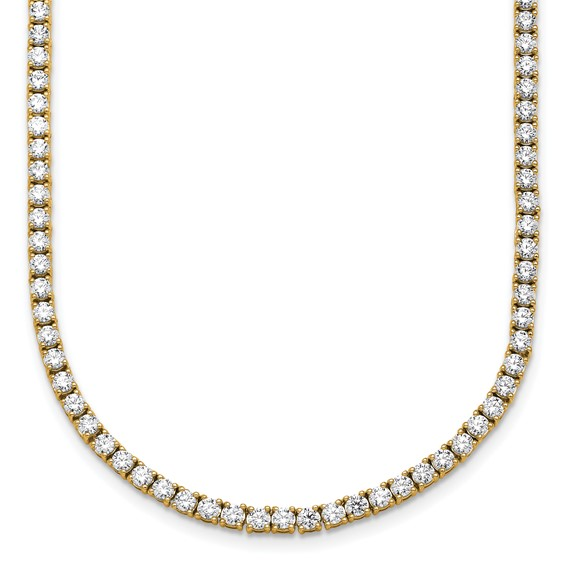Yellow gold Grande round lab-grown diamond tennis necklace, close-up