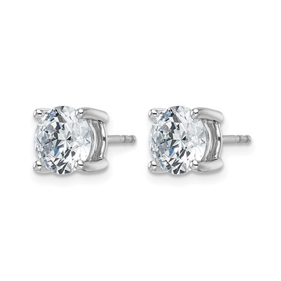 Pair of round lab-grown diamond studs in white gold with four-prong settings