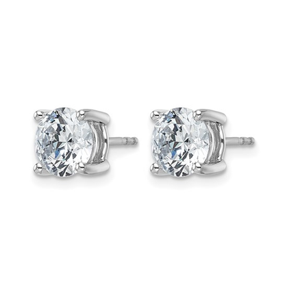 Pair of round lab-grown diamond studs in white gold with four-prong settings