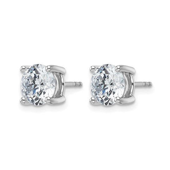 Pair of round lab-grown diamond studs in white gold with four-prong settings