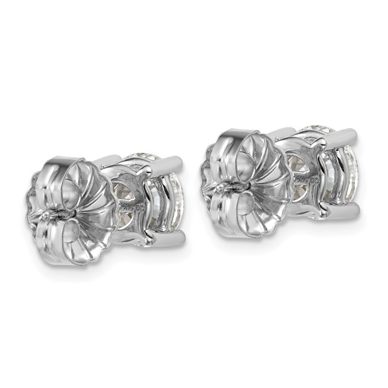 White gold diamond stud earrings showing friction backs
