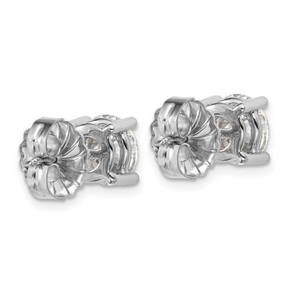 White gold diamond stud earrings showing friction backs